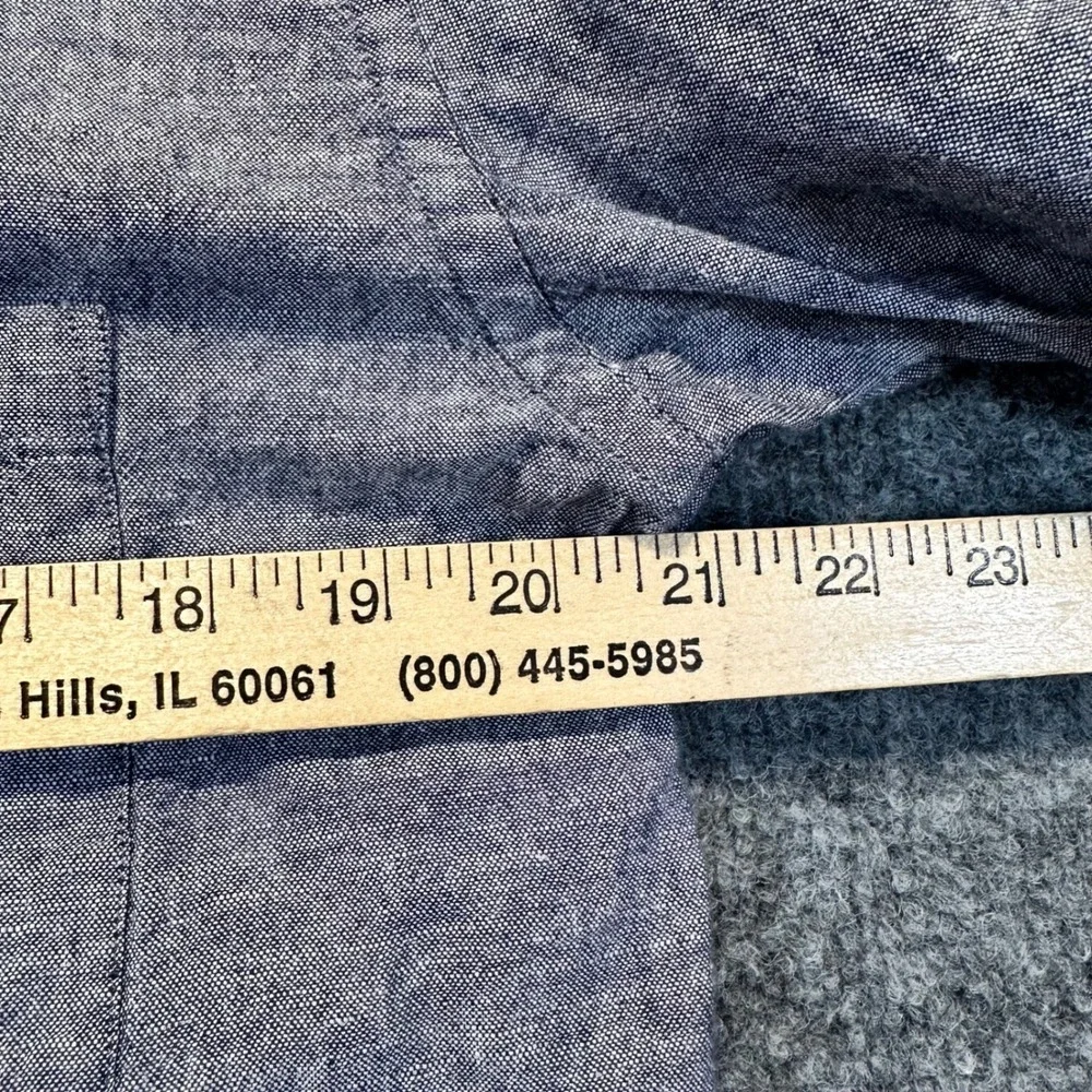 Banana Republic Button Down Mens Large Blue Linen Slim Fit Casual Chambray